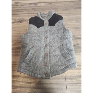 Ci Sono Women Size M Brown Quilted Wool Blend Tweed Vest